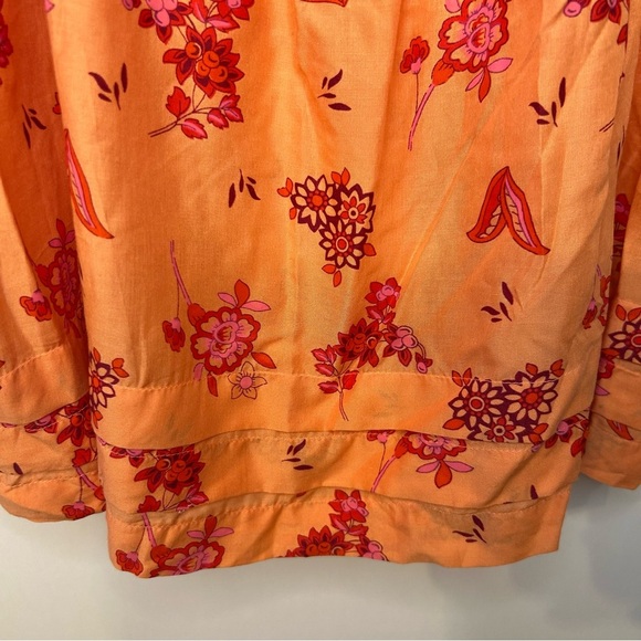 Anthropologie Orange Floral Sleeveless Top, Size Medium - Picture 5 of 9